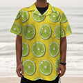 Lime Slices Pattern Print Textured Short Sleeve Shirt