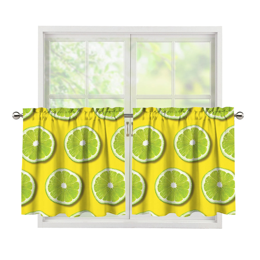 Lime Slices Pattern Print Tier Curtains