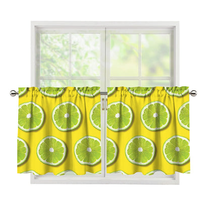 Lime Slices Pattern Print Tier Curtains