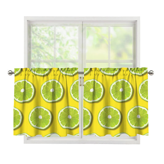 Lime Slices Pattern Print Tier Curtains