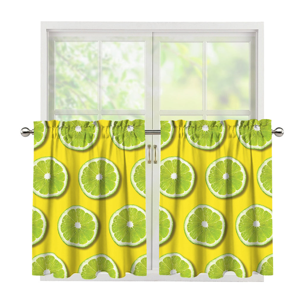 Lime Slices Pattern Print Tier Curtains