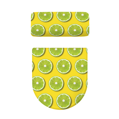 Lime Slices Pattern Print Toilet Lid And Tank Cover Set