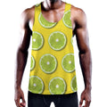 Lime Slices Pattern Print Men's Workout Tank Top