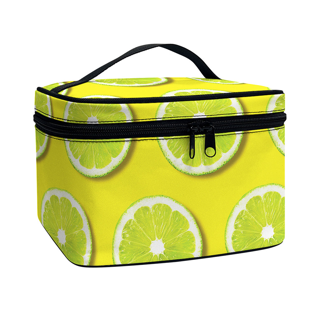 Lime Slices Pattern Print Travel Makeup Bag