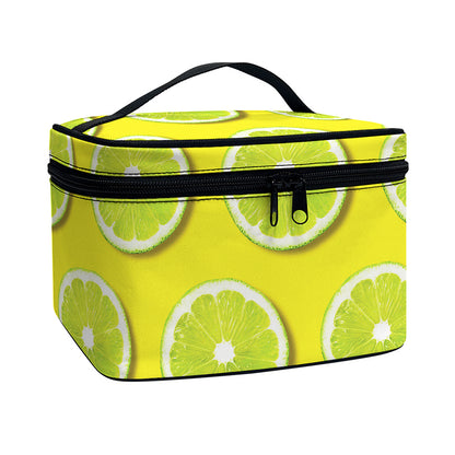 Lime Slices Pattern Print Travel Makeup Bag