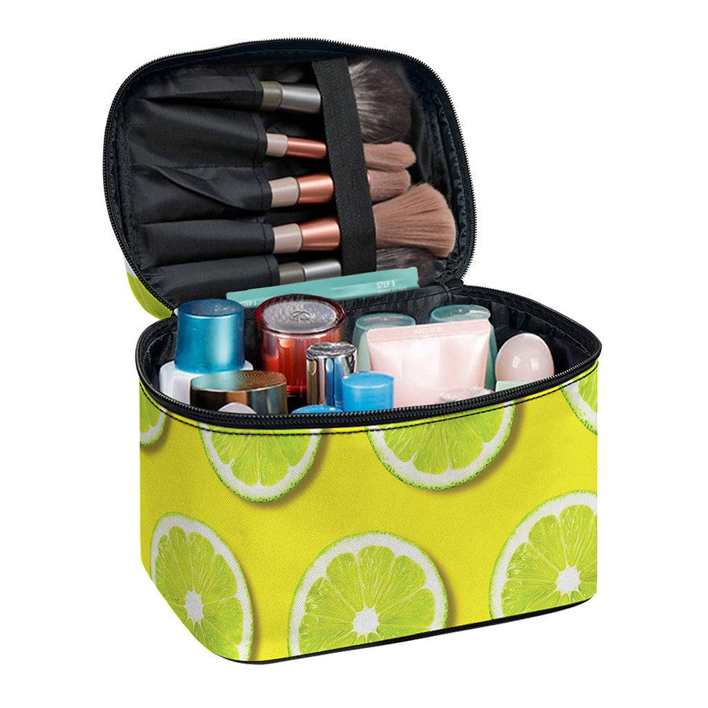 Lime Slices Pattern Print Travel Makeup Bag