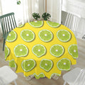 Lime Slices Pattern Print Waterproof Round Tablecloth