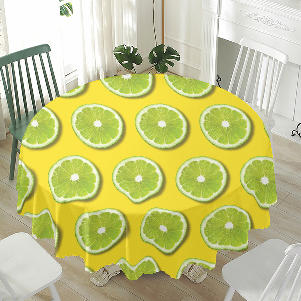 Lime Slices Pattern Print Waterproof Round Tablecloth
