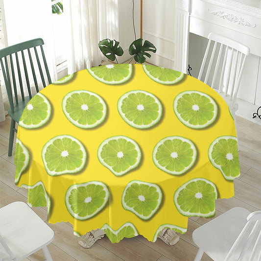 Lime Slices Pattern Print Waterproof Round Tablecloth