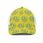 Lime Slices Pattern Print White Mesh Trucker Cap