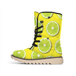 Lime Slices Pattern Print Winter Boots