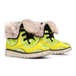 Lime Slices Pattern Print Winter Boots