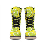 Lime Slices Pattern Print Winter Boots