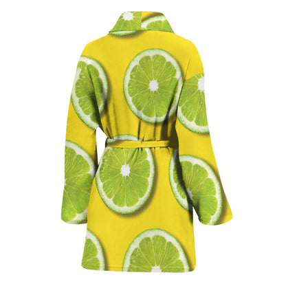 Lime Slices Pattern Print Women's Bathrobe