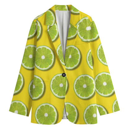 Lime Slices Pattern Print Women's Blazer