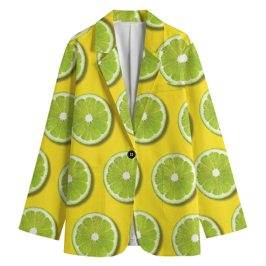 Lime Slices Pattern Print Women's Blazer