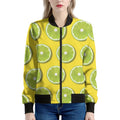 Lime Slices Pattern Print Women's Bomber Jacket