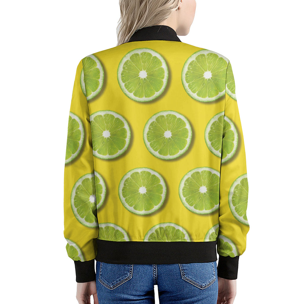 Lime Slices Pattern Print Women's Bomber Jacket