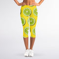 Lime Slices Pattern Print Women's Capri Leggings