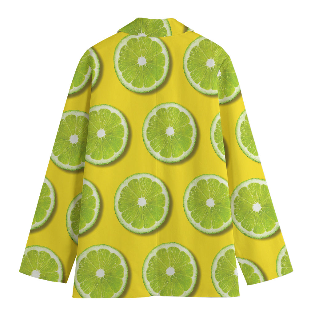 Lime Slices Pattern Print Women's Cotton Blazer