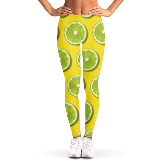 Lime Slices Pattern Print Women's Leggings