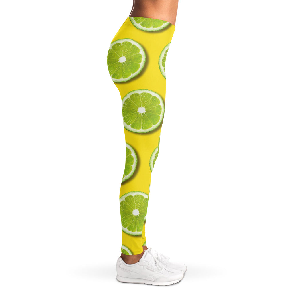 Lime Slices Pattern Print Women's Leggings