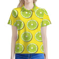 Lime Slices Pattern Print Women's Polo Shirt