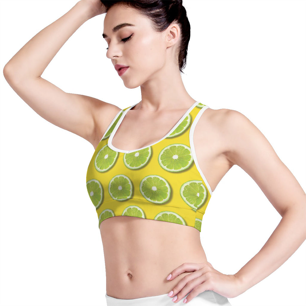 Lime Slices Pattern Print Women's Sports Bra