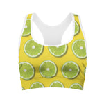 Lime Slices Pattern Print Women's Sports Bra