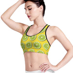 Lime Slices Pattern Print Women's Sports Bra