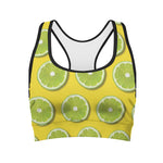 Lime Slices Pattern Print Women's Sports Bra