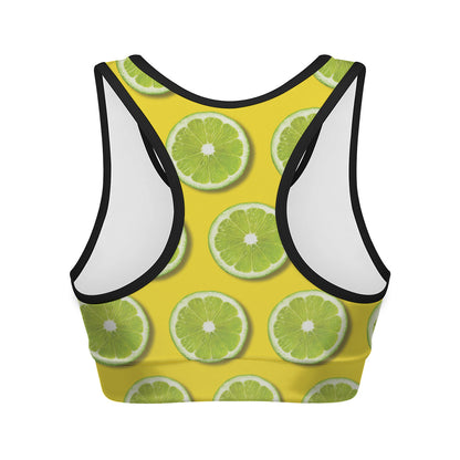 Lime Slices Pattern Print Women's Sports Bra