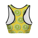 Lime Slices Pattern Print Women's Sports Bra
