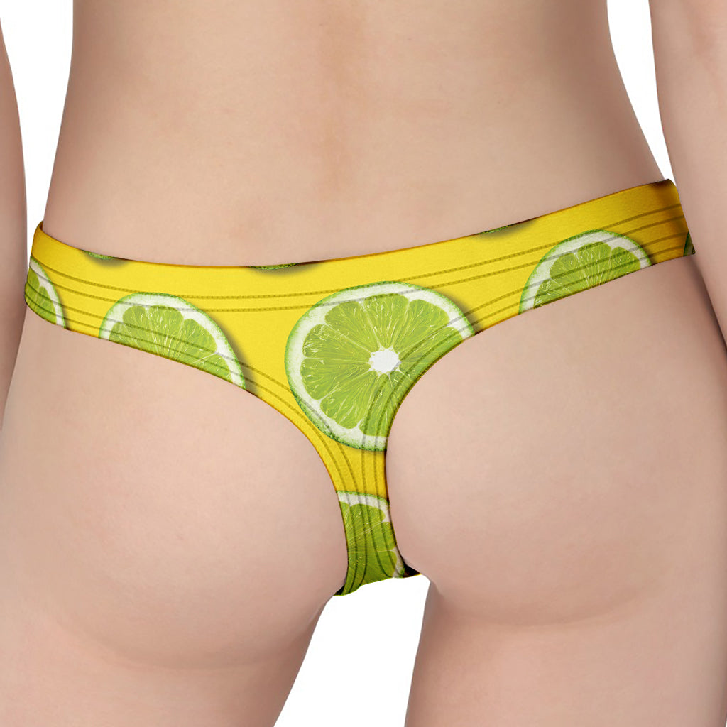 Lime Slices Pattern Print Women's Thong