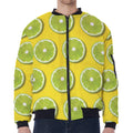 Lime Slices Pattern Print Zip Sleeve Bomber Jacket