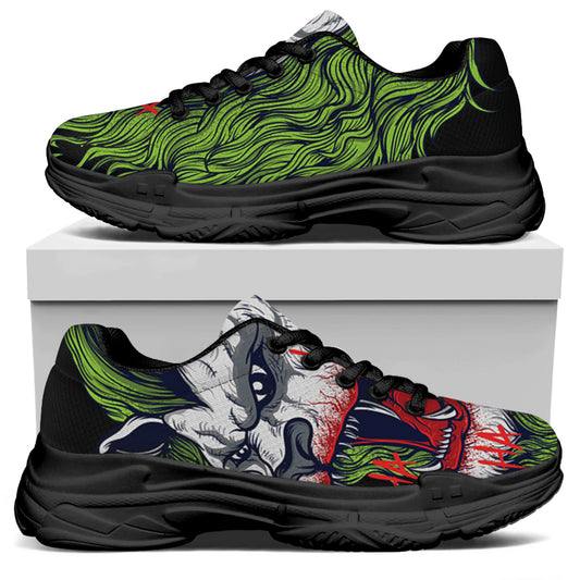 Lion Joker Print Black Chunky Shoes