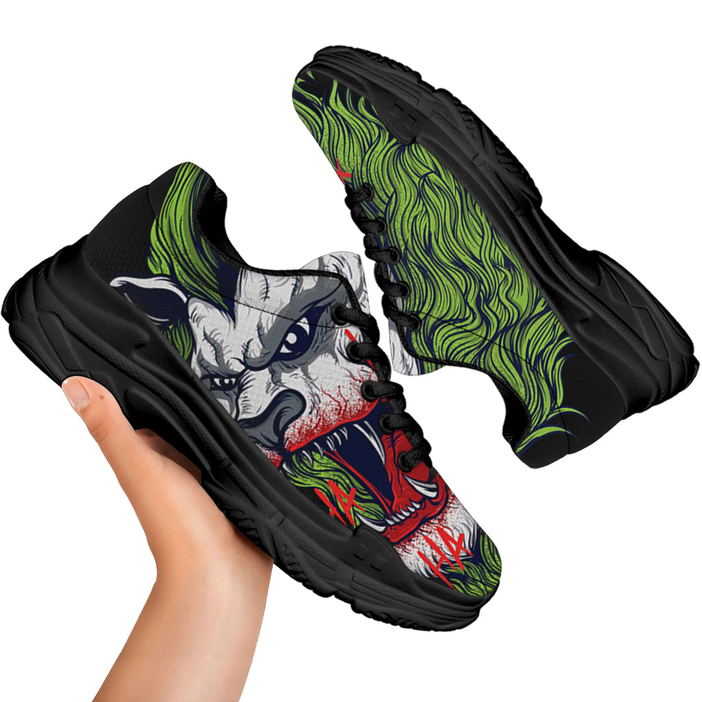 Lion Joker Print Black Chunky Shoes