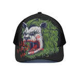 Lion Joker Print Black Mesh Trucker Cap