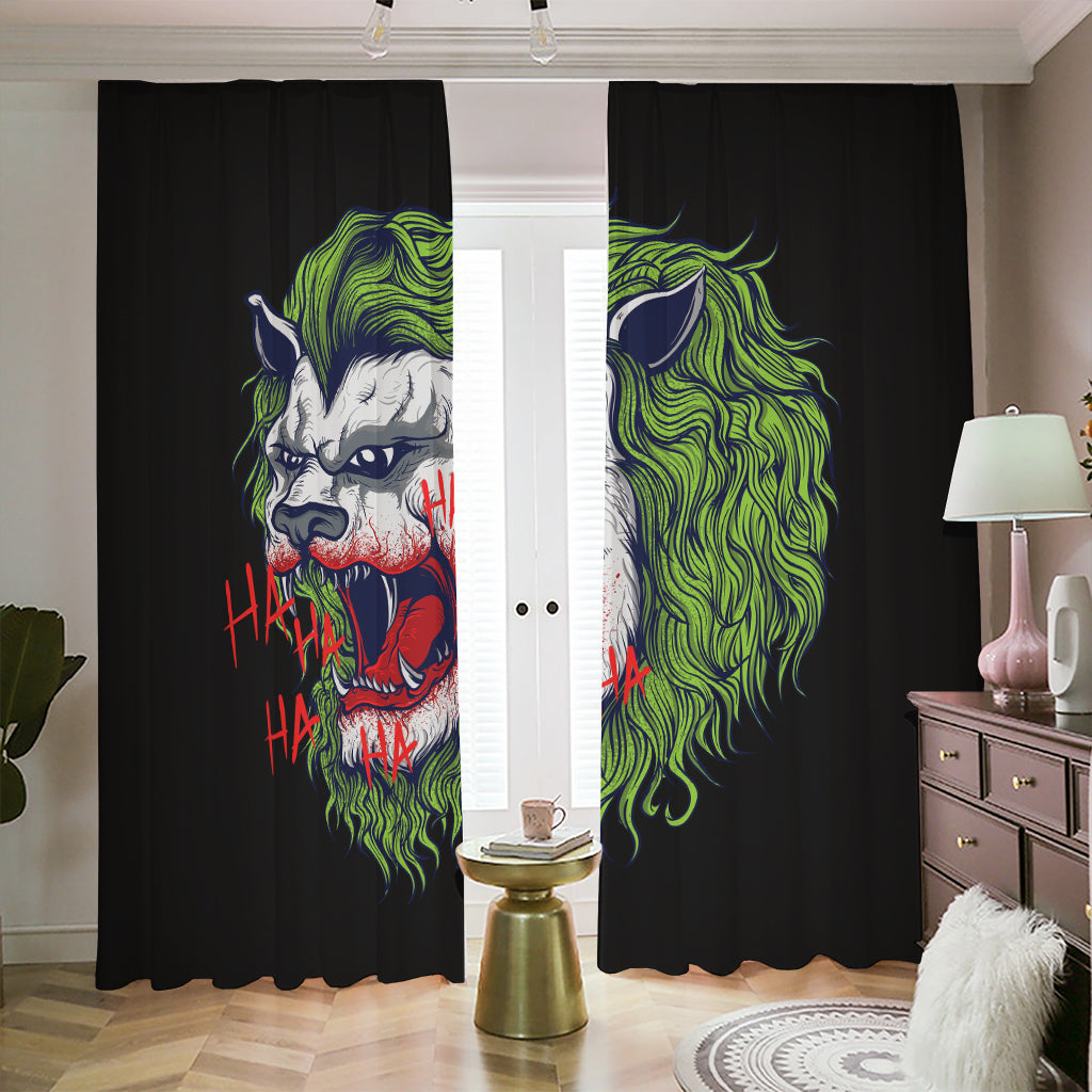 Lion Joker Print Blackout Pencil Pleat Curtains