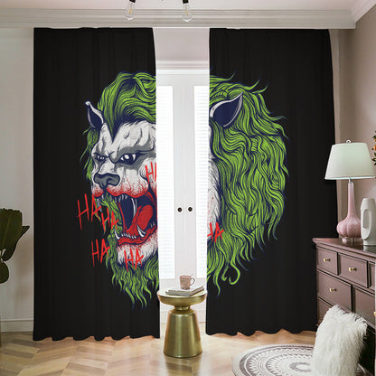 Lion Joker Print Blackout Pencil Pleat Curtains