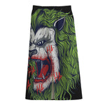 Lion Joker Print Cotton Front Slit Maxi Skirt