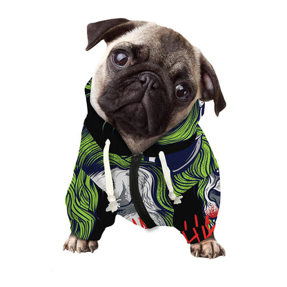 Lion Joker Print Dog Zip Up Hoodie