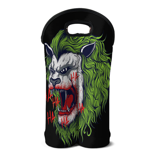 Lion Joker Print Double Neoprene Wine Tote
