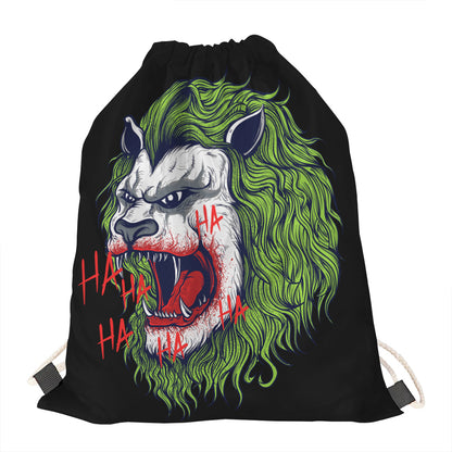 Lion Joker Print Drawstring Bag
