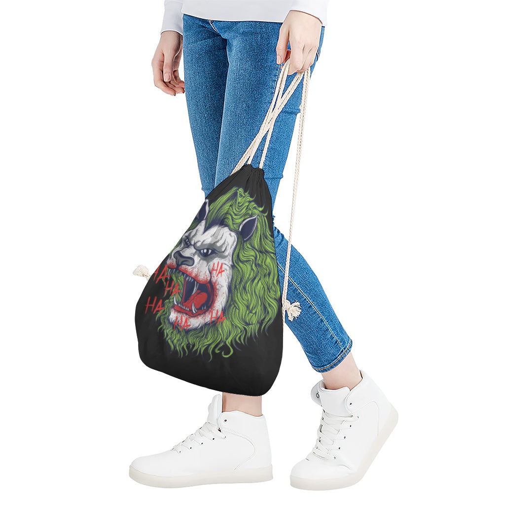 Lion Joker Print Drawstring Bag