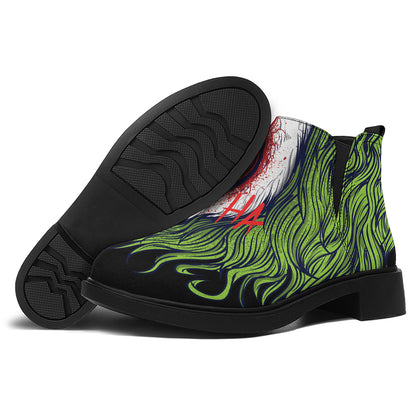 Lion Joker Print Flat Ankle Boots