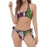 Lion Joker Print Halter Scoop Tie Side Bikini