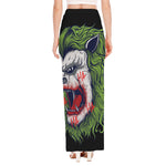 Lion Joker Print High Slit Maxi Skirt