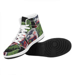 Lion Joker Print High Top Leather Sneakers