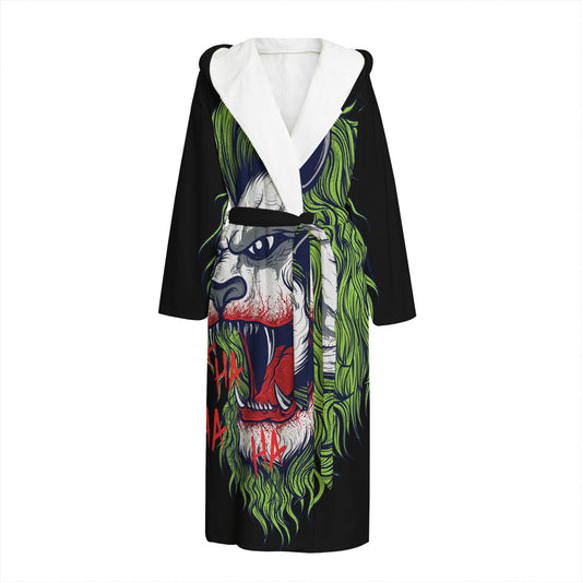 Lion Joker Print Hooded Bathrobe